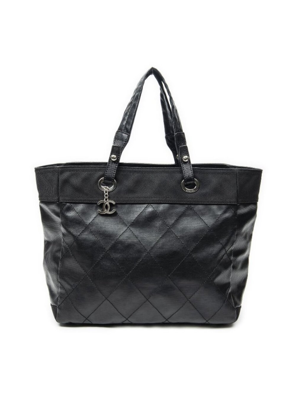 Chanel Paris Biarritz Shopping Tote Black Quilted Canvas